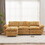 Modern Deep 3-Seat Sofa Couch with Ottoman, Polyester Sofa Sleeper Comfy Upholstered Furniture for Living Room, Apartment, Studio, Office,Yellow W2363S00011