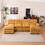 U-shaped profile sofa, including two single seats and two chains, modular sofa, Chenille sofa, Yellow W2363S00017