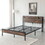 Black Full Metal Bed Frame with Wooden Headboard and and Footboard and Iron Slats, Rustic Bed Base, Heavy Duty Platform Bed Frame, 12 inch Underbed Storage/No Springs Required W2367P152430