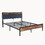 Black Full Metal Bed Frame with Upholstered Headboard and Footboard and Iron Slats, Rustic Bed Base, Heavy Duty Platform Bed Frame,12 inch Underbed Storage/No Springs Required W2367P152448