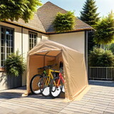 7x8 ft Outdoor Portable Gazebo Storage Shelter Shed with 2 Roll up Zipper Doors & Vents Carport for Motorcycle Waterproof and UV Resistant Anti-Snow Portable Garage Kit Tent, Sand W2373P186908