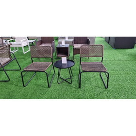 3-Piece Outdoor Bistro Set PE Rattan with Metal Frame Classic Brown W2391P151455