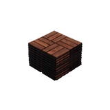 Acacia Wood Interlocking Deck Tiles Checker Pattern, 10PCS 12