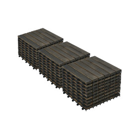 30 PCS Interlocking Deck Tiles Striped Pattern, 12" x 12" Dark Brown Square Acacia Hardwood Outdoor Flooring for Patio, Bancony, Pool Side,... W2391P287688