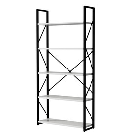 5-Tier Bookshelf, Freestanding White Book Shelf, Modern Minimalist Open Display Storage Book Shelves Standing Shelving Unit for Living Room Bedroom Home Office, White W2393P168700