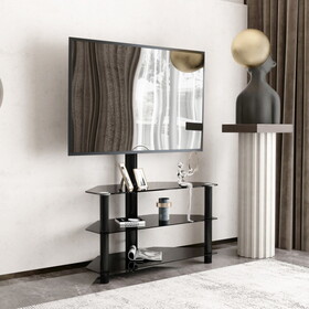 35.4 inch Black Multi-function TV Stand Height Adjustable Bracket Swivel 3-Tier W241104068