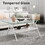 Rectangle Coffee Table with Tempered Glass top and White Metal Legs, Modern Table for Living Room, Transparent Glass W241142561