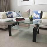 Rectangle Black Glass Coffee Table, Clear Coffee Table, Side Center Tables for Living Room, Living Room Furniture W24135188