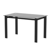 Modern tempered glass black dining table, simple rectangular metal table legs living room kitchen table W24137458