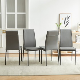 Dining Chairs Set of 4, Grey Kitchen Chair with Metal Leg