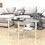 Transparent Oval glass coffee table, modern table with stainless steel leg, tea table 3-layer glass table for living room W24164019