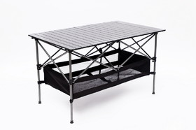 1-piece Folding Outdoor Table with Carrying Bag,Lightweight Aluminum Roll-up Rectangular Table for indoor, Outdoor Camping, Picnics,Beach,Backyard, BBQ, Party, Patio, 46.46X27.56X27.56in,Black