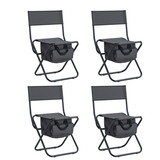 4-piece Folding Outdoor Chair with Storage Bag, Portable Chair for indoor, Outdoor Camping, Picnics and Fishing,Grey W24172216