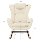 Rocking Chair with High Backrest,Teddy Material Comfort Arm Rocker, Lounge Armchair for Living Room W244134105