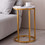 Modern C-shaped end/side table,Golden metal frame with round marble color top-15.75" W24734061