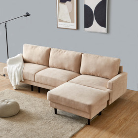 Fabric Sofa L Shape, 3 Seater with Ottoman-104.6" Beige W247S00142