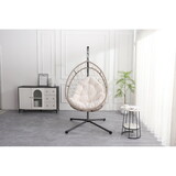 Outdoor Egg-shaped Hanging Chair with Stand, Patio Egg-shaped Swing Chair, Indoor Rocking Chair, Outdoor Hammock Egg-shaped Chair, Beige W2500P288868