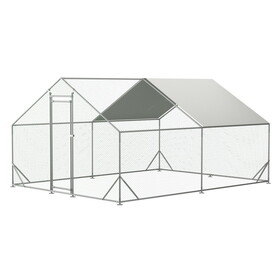 Large Metal Chicken Coop, Walk-in Chicken Run,Galvanized Wire Poultry Chicken Hen Pen Cage, Rabbits Duck Cages with Waterproof and Anti-Ultraviolet Cover for Outside(10' L x 13 W x 6.56' H)