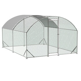 Large Chicken Coop Metal Chicken Run with Waterproof and Anti-UV Cover, Dome Shaped Walk-in Fence Cage Hen House for Outdoor and Yard Farm Use, 1" Tube Diameter, 9.84' x 13.12' x 6.56'