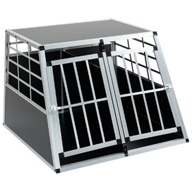 Double Doors Pet Car Transport Cage Aluminium Puppy Travel Crate Box Trapezoidal Kennel Dog Cat Carrier Cage W2505P228355