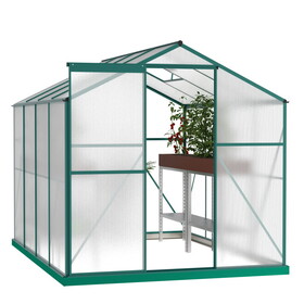 Polycarbonate Greenhouse,6'x 8' Heavy Duty Walk-in Plant Garden Greenhouse for Backyard/Outdoor W2505S00018