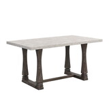 60 inch Dining Table, Classic Farmhouse Rectangle Kitchen Table Ideal for Home, Kitchen, Grey Tabletop.