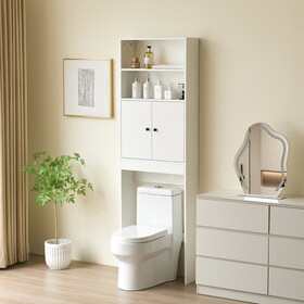 over The Toilet Storage Cabinet, Farmhouse Storage Cabinet over Toilet with 2 Barn Door & Toilet Paper Holder Stand,Home Space-Saving Toilet Rack,for Bathroom,Restroom, Laundry-white W2516P185156