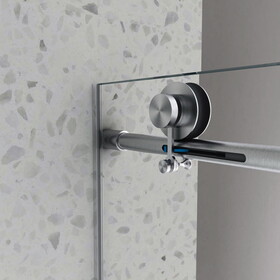 6063 frameless one fixed and one shifted Shower Door, 2 3/4inches 70MM 304 stainless steel large pulleys with adjustable soft closing function P-W2517P168845