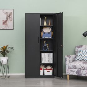 High Storage Cabinet with 2 Doors and 4 Partitions to Separate 5 Storage Spaces, Home/ Office Design