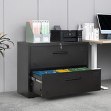 2 Drawer Lateral Filing Cabinet for Legal/Letter A4 Size, Large Deep Drawers Locked by Keys, Locking Wide File Cabinet for Home Office, Metal Steel
