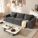 Modern Cotton Linen L-Shape Sectional Sofa, Oversized Upholstery Sectional Sofa, Chaise Couch with Storage Ottomans for Living Room/Loft/Apartment/Office - Dark Gray 3 seats