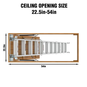 Aluminum Attic Ladder 350-pound Capacity 22 1/2" x 54" Opening 7-10ft Ceiling W2529P160488