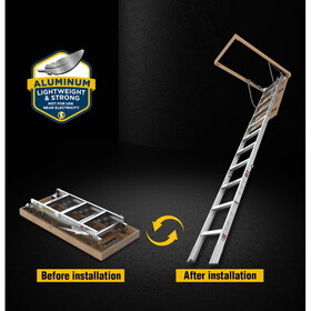 Household Aluminum Attic Ladder 25" x 54",375 lbs Capacity, 7'8"-10'3" Ceiling Height W2529P185494