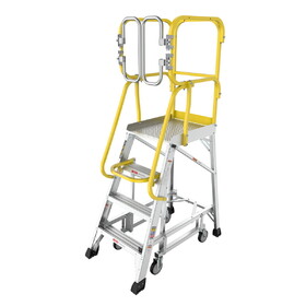 4 Step 375lbs Aluminum Rolling Platform Ladder