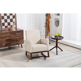 Mid Century Modern Accent Chair with Wood Frame, Upholstered Living Room Chairs with Waist Cushion, Reading Armchair for Bedroom Sunroom W2530P174834