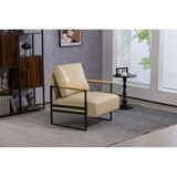 Leather Accent Chair Guest Chair for Living Room, Mid Century Armchair for Bedroom W2530P174851