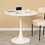 31.5" Round Dining Table, Mid-Century White Tulip Table, Metal Base Pedestal Table for 2-4 Person,Easy assembled Leisure Coffee Table W2533P170056