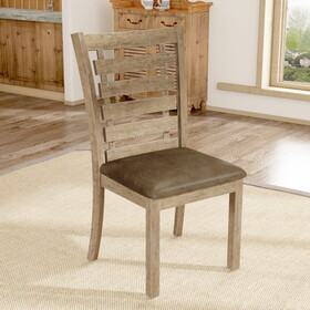 Set of 2 Dining Chairs Modern Farmhouse Rustic Look Distressed Design Ladderback Solid Wood W2537P168501