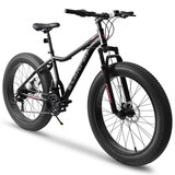 Ecarpat 26 inch Fat Tires Mountain Bike, 4-inch Wide Wheel, 21-Speed Disc Brakes, Mens Womens Trail Beach Snow Commuter City Mountain Bike, Carbon Steel Frame Front Fork Bicycles W2563P156280
