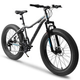 Ecarpat 26 inch Fat Tires Mountain Bike, 4-inch Wide Wheel, 21-Speed Disc Brakes, Mens Womens Trail Beach Snow Commuter City Mountain Bike, Carbon Steel Frame Front Fork Bicycles W2563P156281