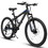 Ecarpat Mountain Bike 24 inch Wheels, 21-Speed Full Suspension Mens Womens Trail Commuter City Mountain Bike, Carbon Steel Frame Disc Brakes Grip Shifter Front Fork Rear Shock Absorber Bicycles