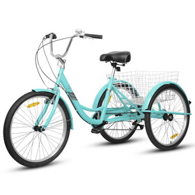 Adult Tricycles 7 Speed, Adult Trikes 24 inch 3 Wheel Bikes, Three-Wheeled Bicycles Cruise Trike with Shopping Basket for Seniors, Women, Men P-W2563P183778