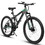 Ecarpat Mountain Bike 27 inch Wheels, 21-Speed Full Suspension Mens Womens Trail Commuter City Mountain Bike, Carbon Steel Frame Disc Brakes Grip Shifter Front Fork Rear Shock Absorber Bicycles