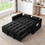 55.1-inch 3-in-1 convertible sofa bed, modern velvet double sofa Futon sofa bed with adjustable back, storage bag and pillow, for living room, bedroom (black) W2564P165554