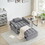 Velvet sofabed with side table, 3-in-1 pull-out single sofa with adjustable back, modern futon sofa with 2 pockets and pillows, small convertible single sofa for living room and bedroom