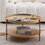 2-Piece Modern 2 Tier Round Coffee Table Set for Living Room,Easy assembly Nesting Coffee Tables, End Side Tables for Bedroom Office Balcony Yard,Natural ash