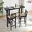 Bar Chair Counter Height Stool with Backrest, Padded Seat & Footrest, Wood Kitchen Island Chair, Vintage Dining Room Chair for Home, Pub,Black