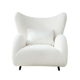 Modern Design Cream Style,Boucle Accent Chair, Furry Sherpa Elegant Single Sofa, Comfy Upholstered Armchair for Living Room Bedroom,Beige W2582P179714