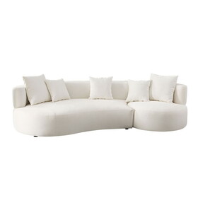 110.23 inch Modern Sectional Curved Rotatable Sofa Couch, Swivel Sofa 360&#176; Comfy Sofa for Living Room Bedroom,Upholstered 4-Seat Sofa Couch Fabric Cream Style Couch Set for Apartment,Beige