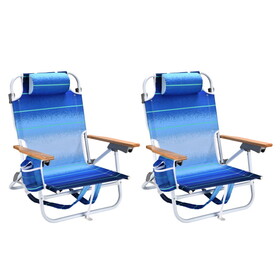 2PCS Backpack Beach Chairs for Adults Beach towel backpack beach chairs for adults 5 position chair with pouch folding lightweight positions back pack 13 inch high